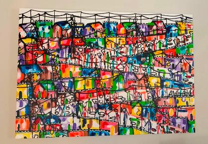 Township in Cape Town Painting
